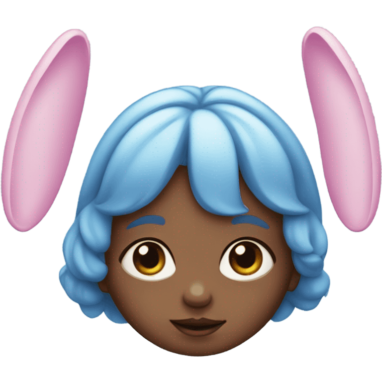 Baby with pink eyes and blue hair with a bunny ears  emoji