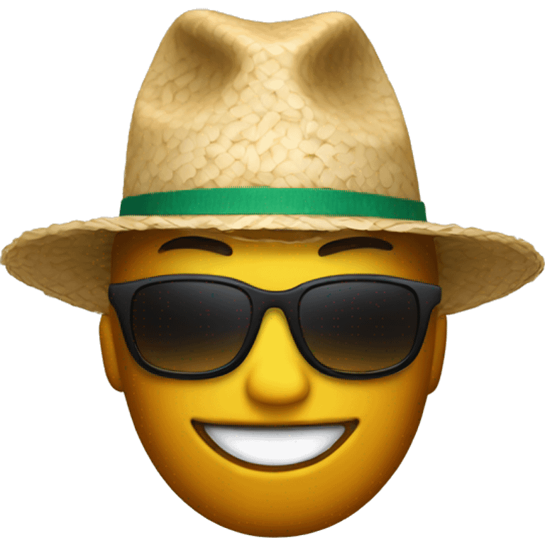 EMOJIl with shades with rice hat  emoji