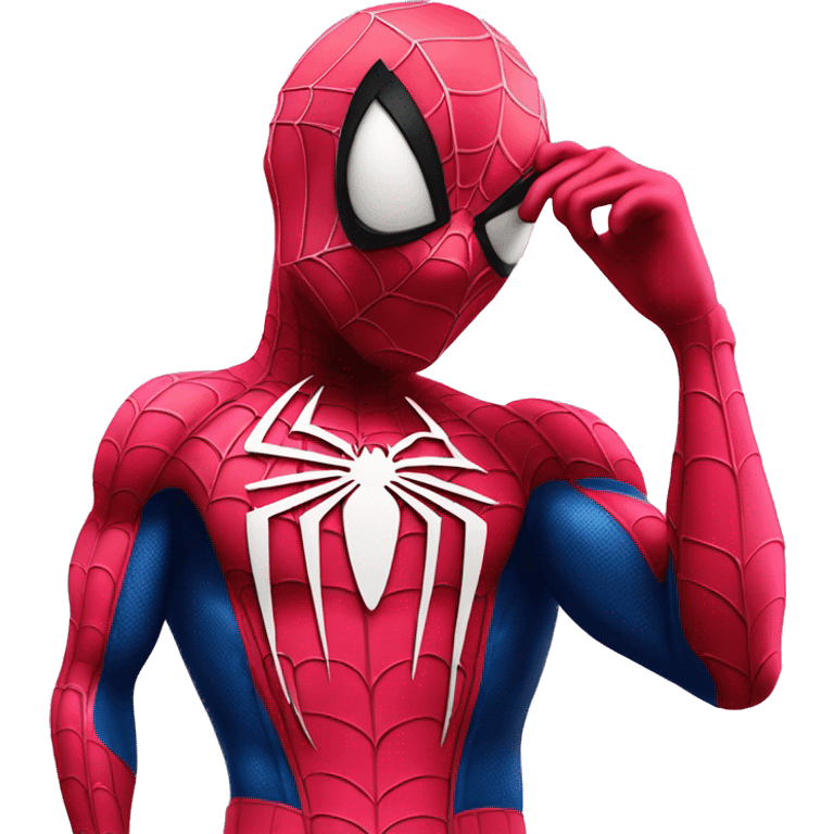 Spider-Man posing with pink coquette  emoji