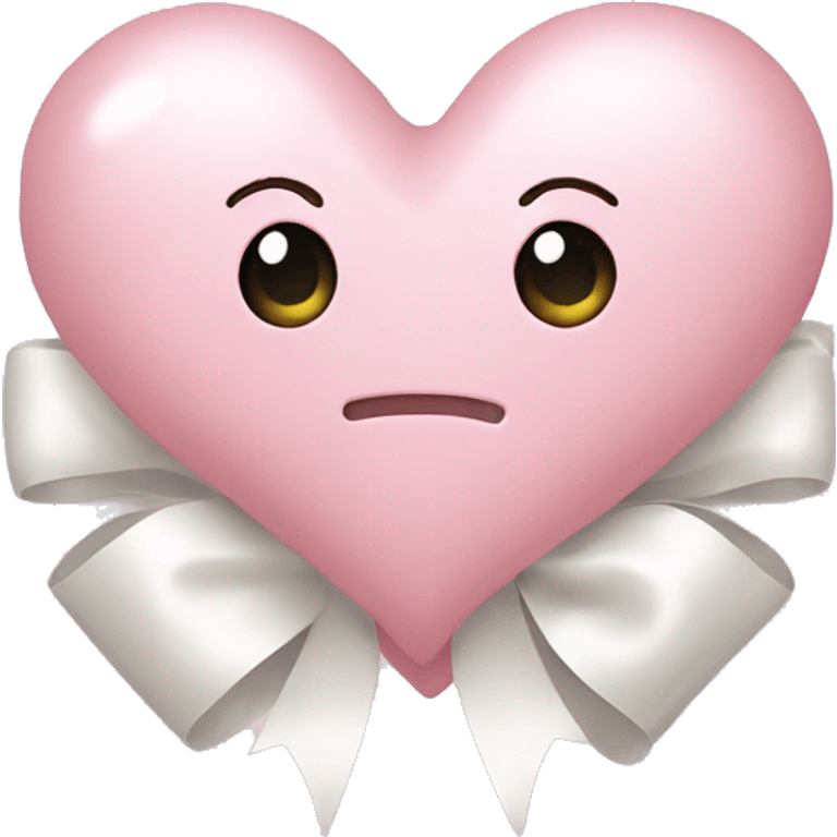 Cute light pink heart with a white coqquete bow wrapped around it emoji