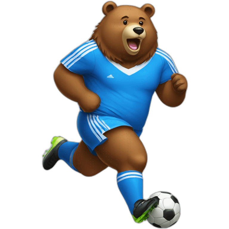 fat bear as soccer palyer running emoji