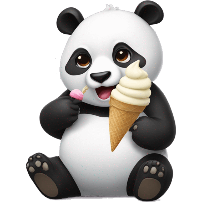 Panda eating ice cream emoji