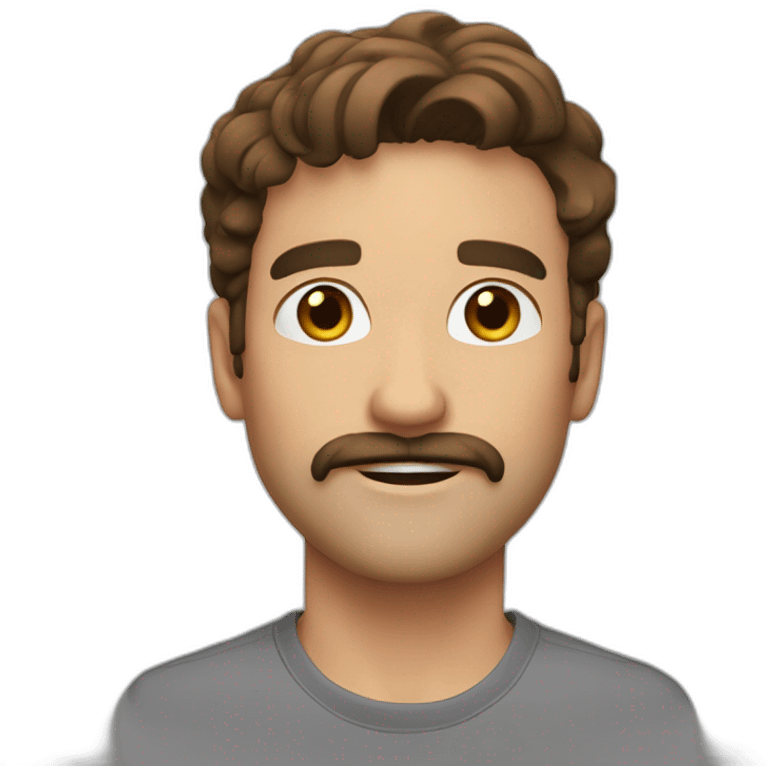 Videographer brown hair bo mustache no glasses about 35 years old emoji