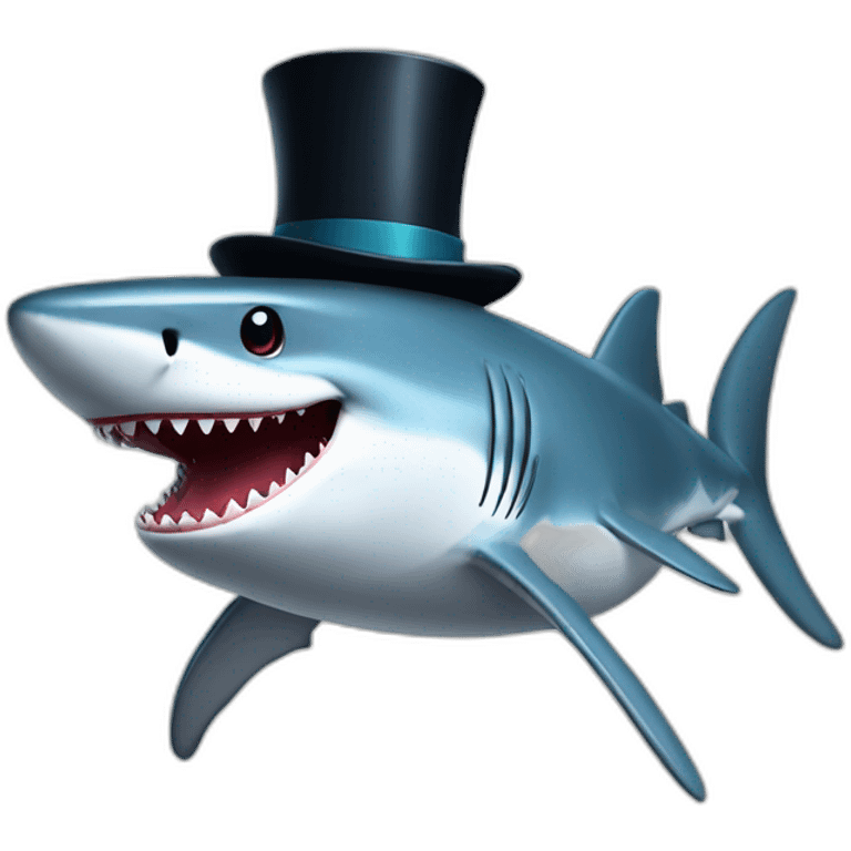 Shark with a top hat emoji