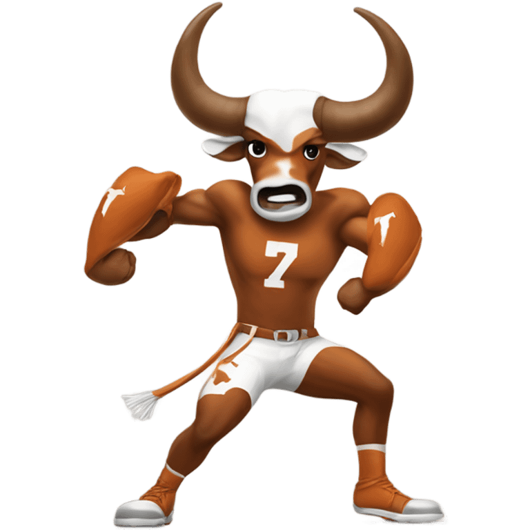 University of Texas Longhorn mascot fighting Ohio state emoji