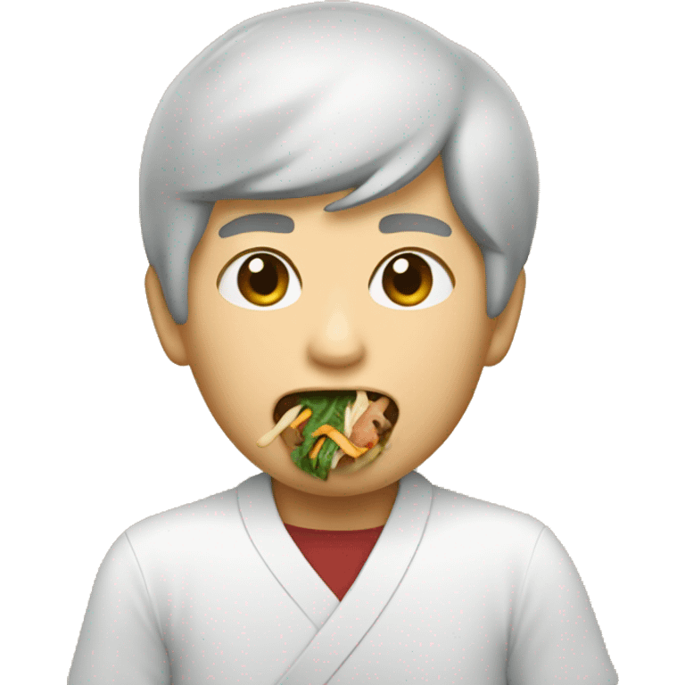 Asian mqn eating a cqt emoji