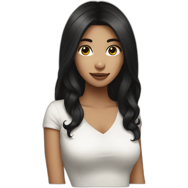 female idol with black medium long hair emoji