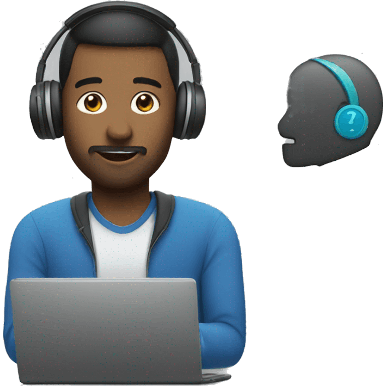 a man with a laptop phone and headphones emoji