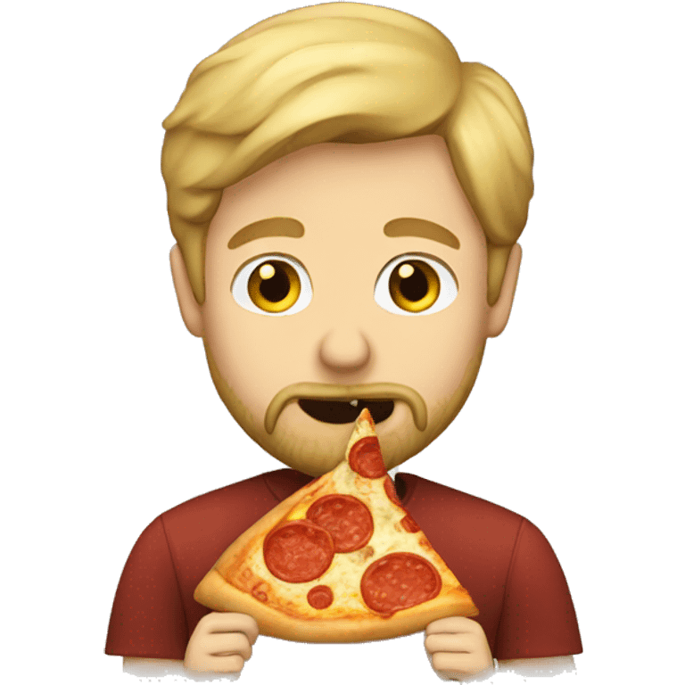 A blonde man with beard eating pizza emoji