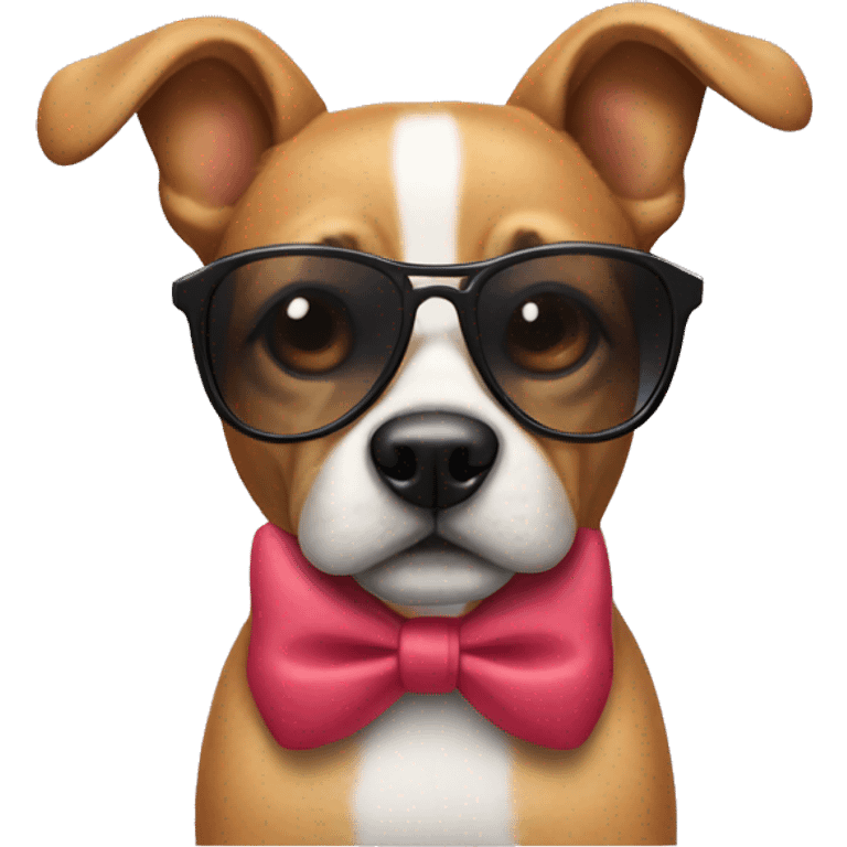 dog with sunglasses and a bow emoji