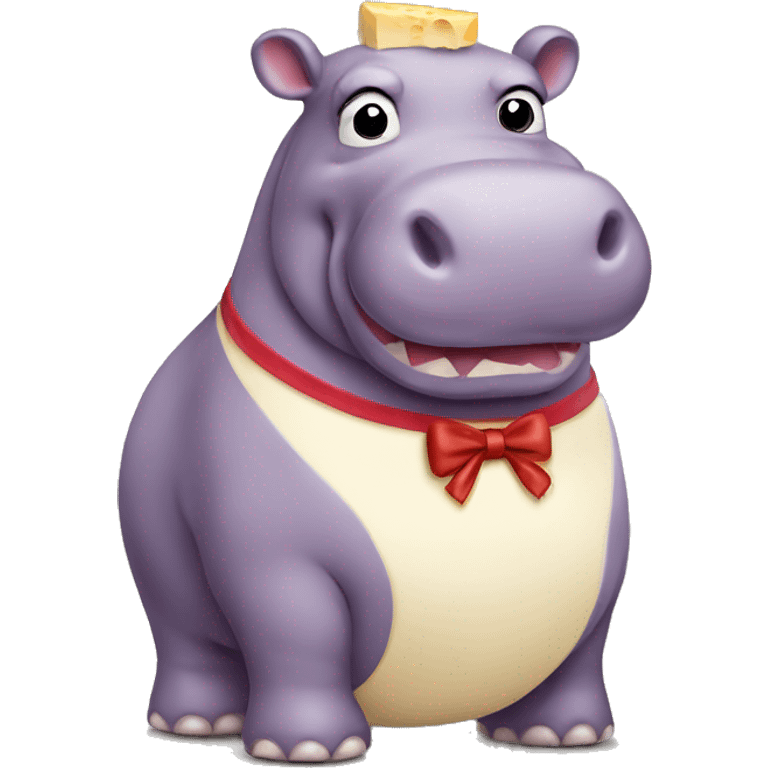 Cheese hippo with a bow on emoji