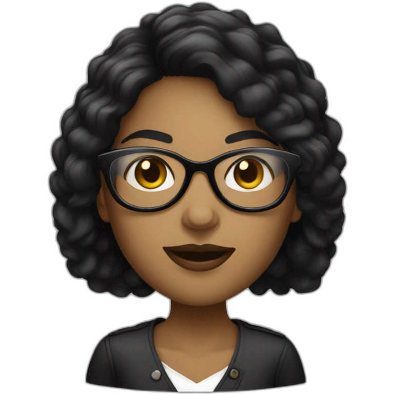 black hair white woman designer with glasses emoji