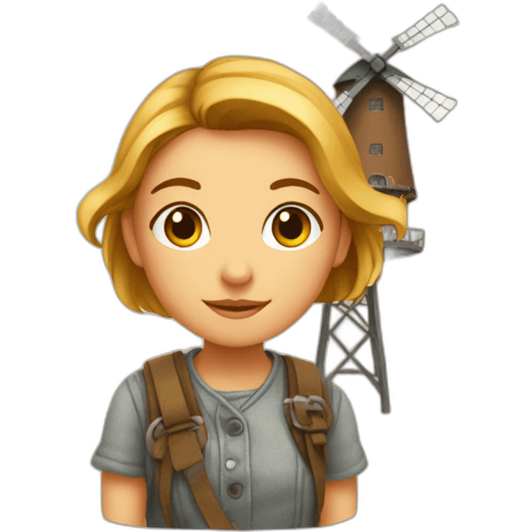 I am a girl near the windmill emoji