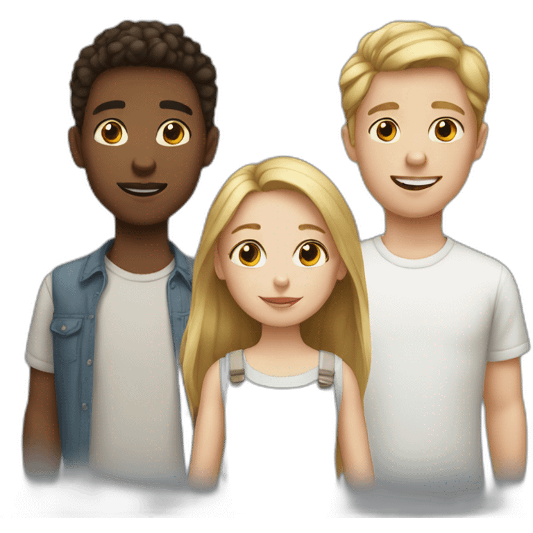 three white siblings one girl 2 boys emoji