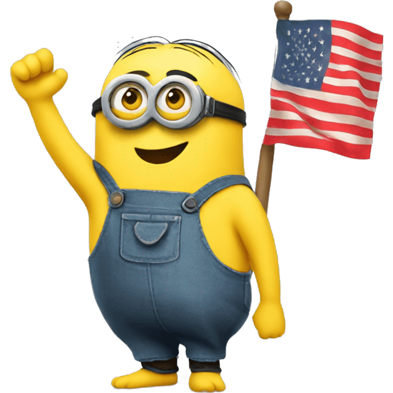 Cute minion waving Chinese flag emoji