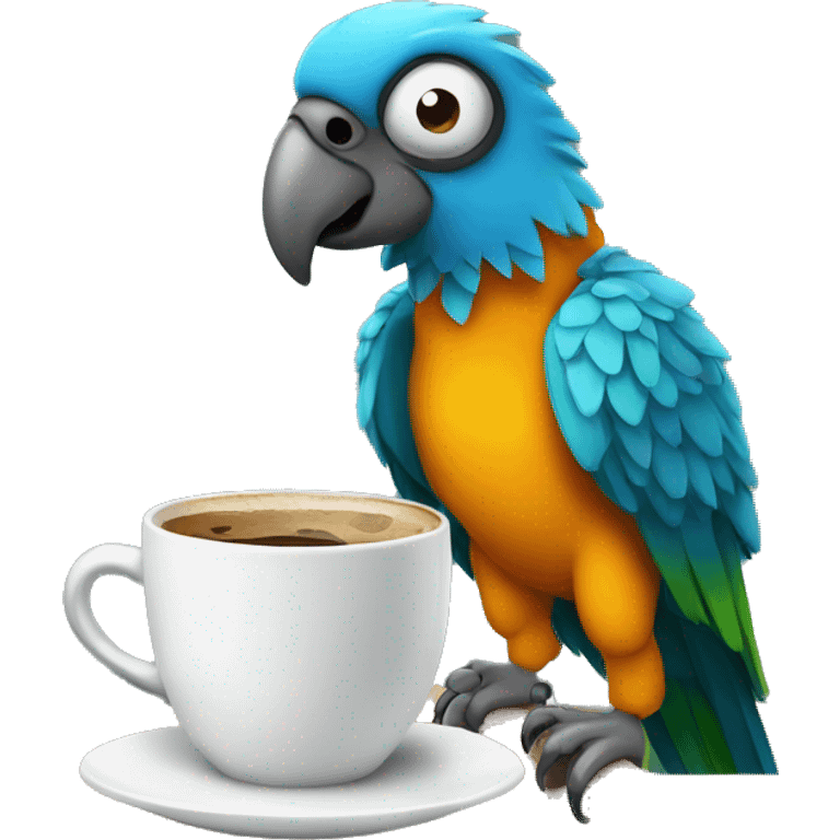 parrot with cup of coffee emoji