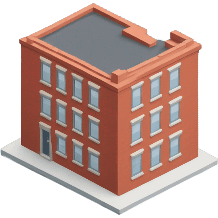 isometric red brick flat building emoji