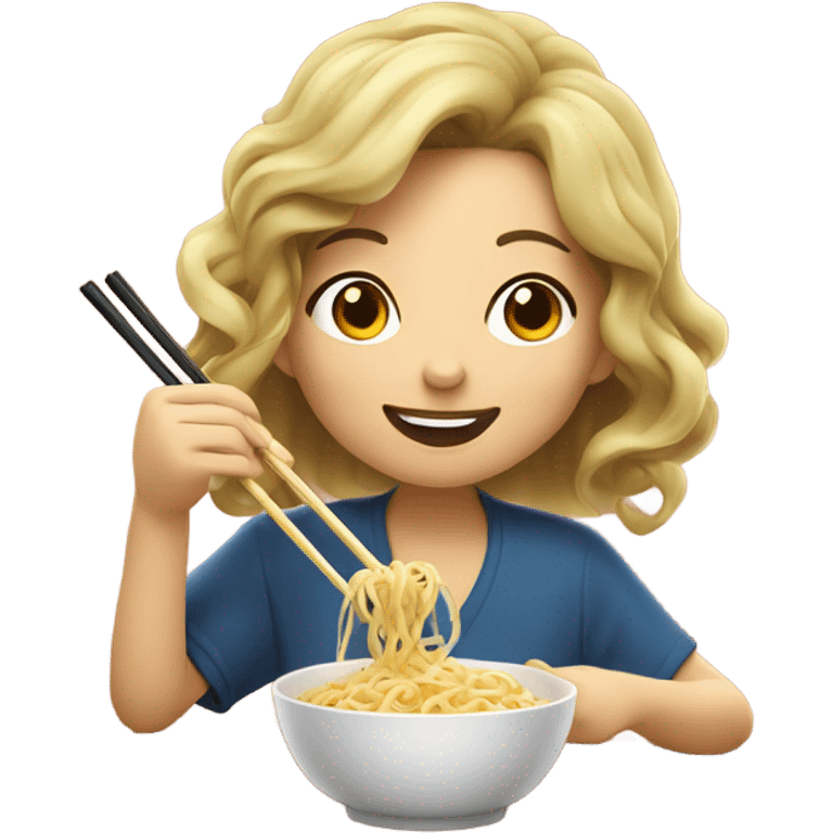 Girl eat noodles emoji