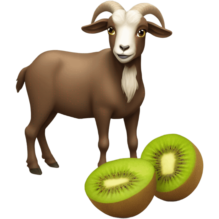 Brown goat with a kiwi emoji