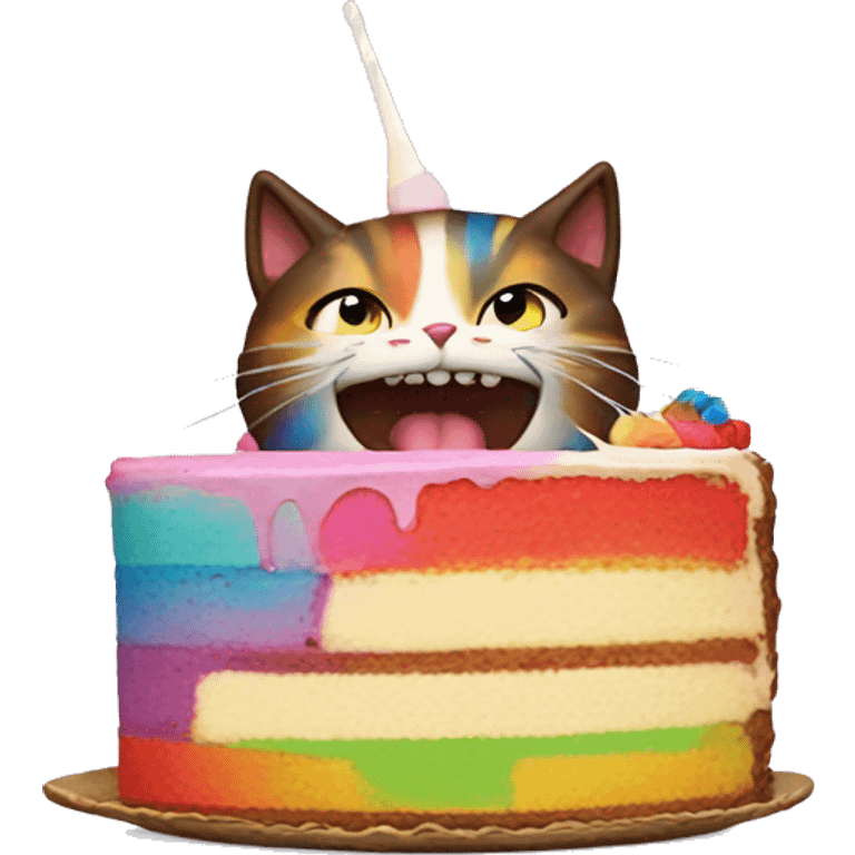 rainbow cat eating cake emoji