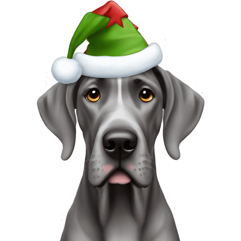 Grey Great dane with a Christmashat emoji