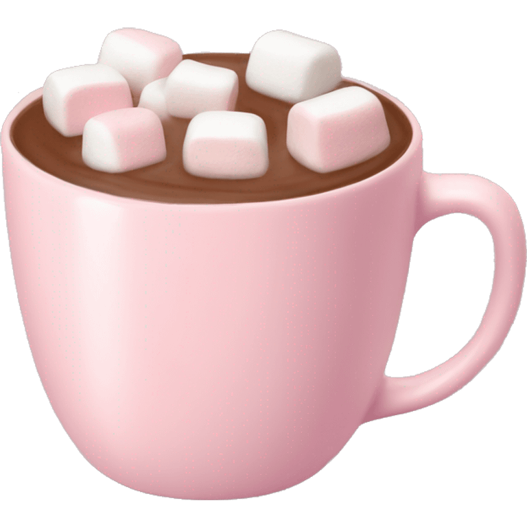 Light Pink mug of hot chocolate with marshmallows  emoji