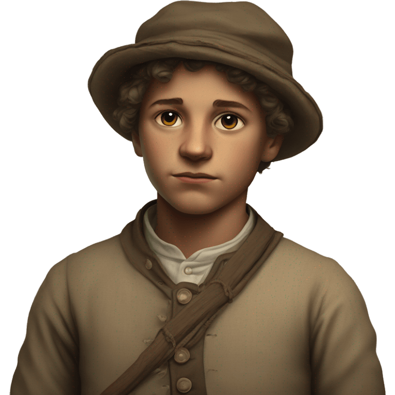 19th century peasant boy photorealistic serious emoji