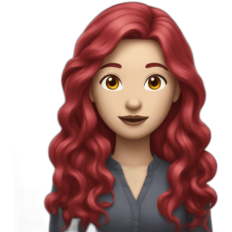 woman with long ruby hair and white skin emoji