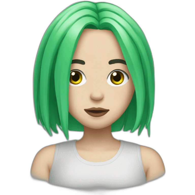 Billie eilish with green dyed hair emoji