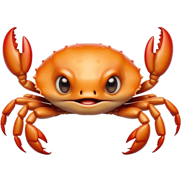 Cinematic Comical Baby Crab Portrait Emoji, Head tilted dramatically with an exaggeratedly shocked expression, featuring a tiny, vibrant carapace with wide, comically expressive eyes full of playful disbelief and miniature, animated pincers, Simplified yet hilariously expressive features, highly detailed, glowing with a slightly sassy coastal glow, high shine, dramatic yet playful, stylized with an air of cheeky seaside mischief, soft glowing outline, capturing the essence of a meme-worthy baby crab that looks ready to pinch its way into viral fame! emoji