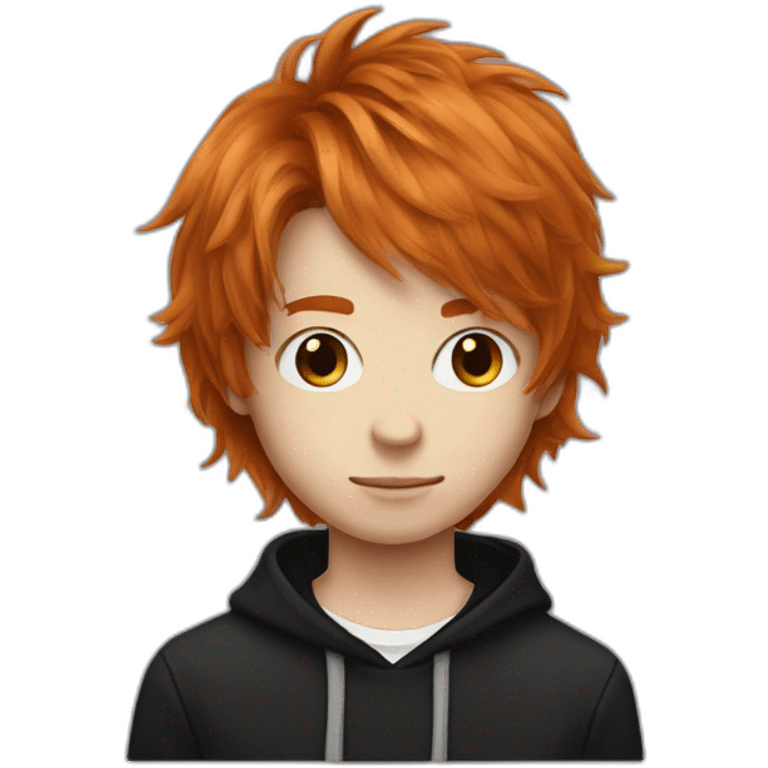 realistic emo boy choppy ginger hair side bangs emoji