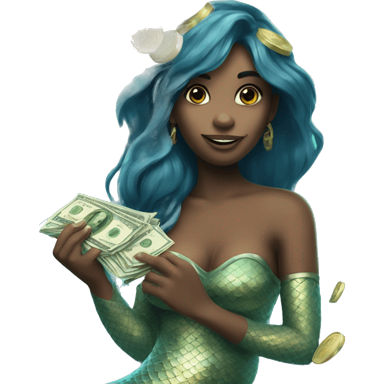 mermaid holding money emoji