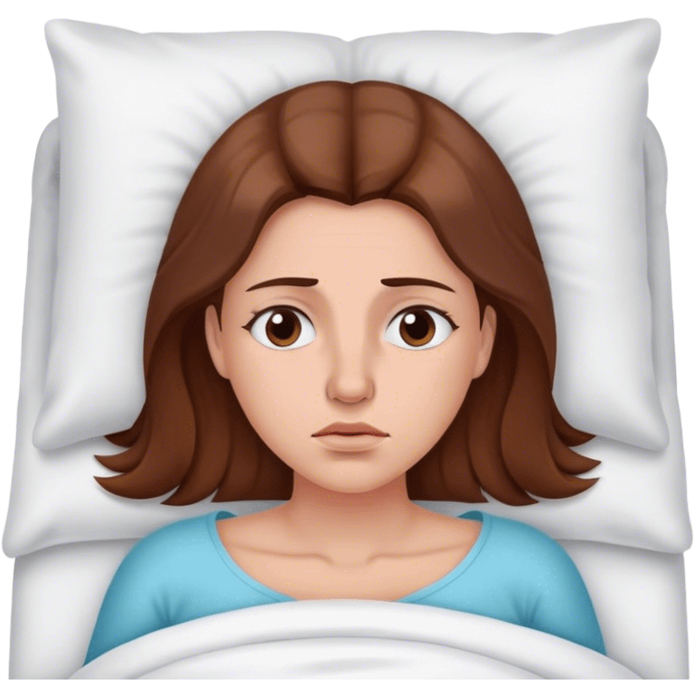 Brown haired Woman In bed with sinus pain  emoji