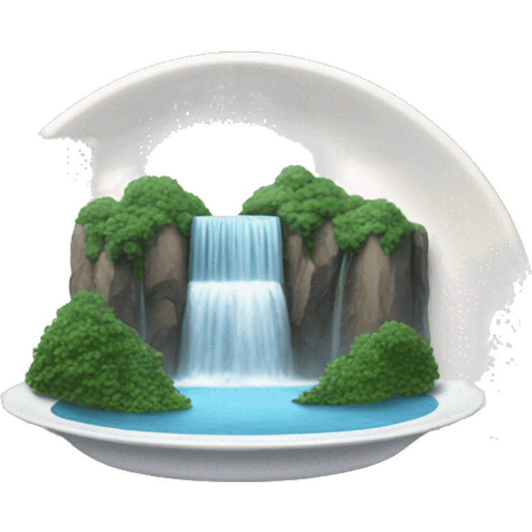 dinner plate and waterfall emoji