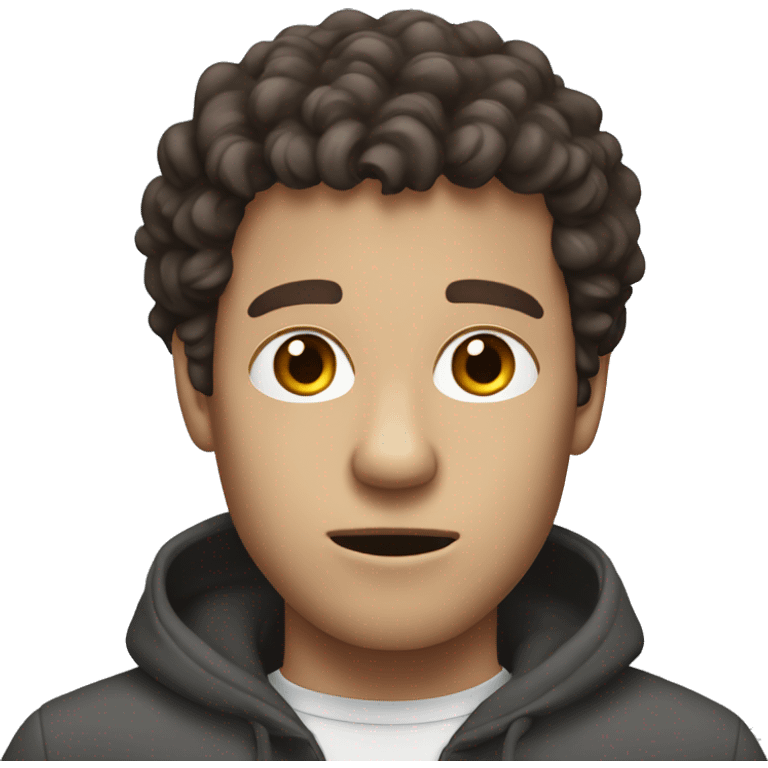 A white man with dark brown curly hair was scared emoji