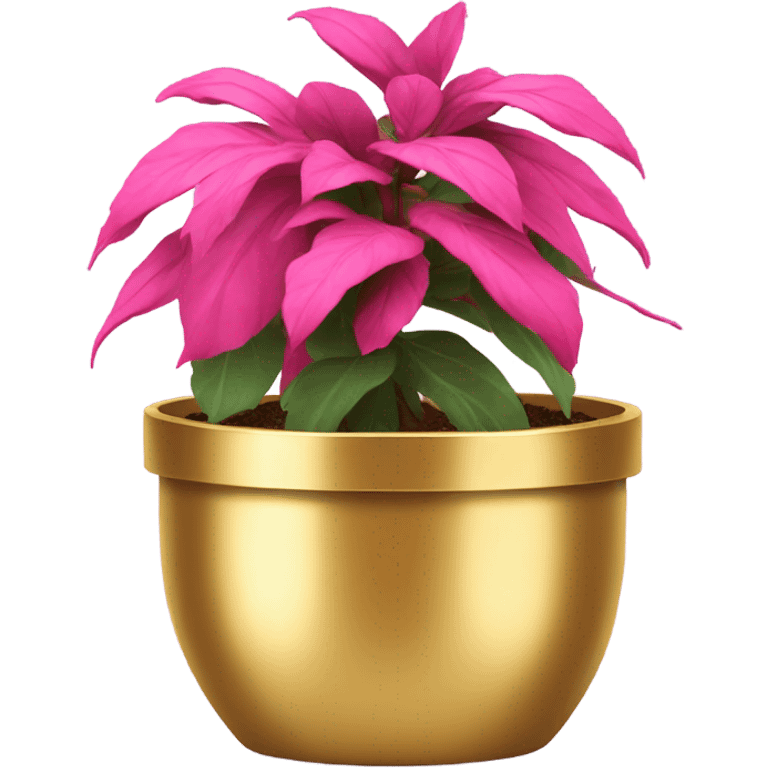 Pink plant in gold pot emoji