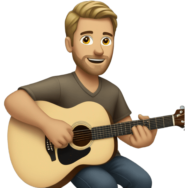 Caucasian man playing an acoustic guitar emoji