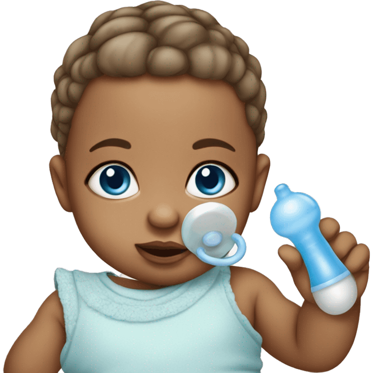 blue eyed baby girl with pacifier emoji