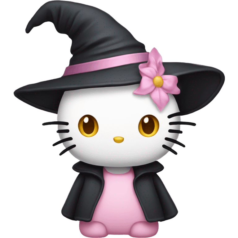 Hello kitty with witch pastel pink hat emoji