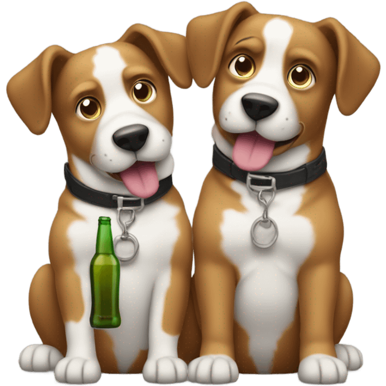 Two dogs drinking beer emoji