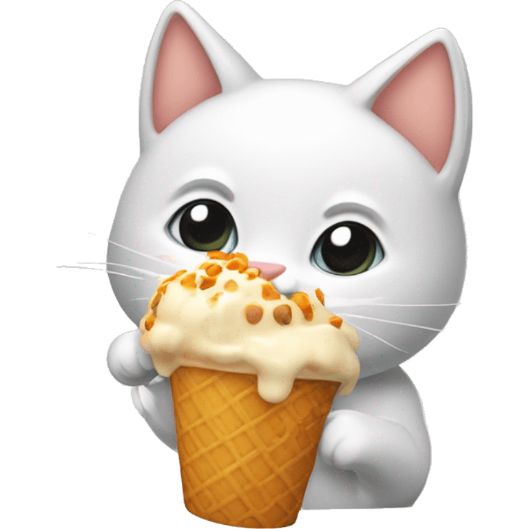 Un gato naranjo comiendo helado  emoji