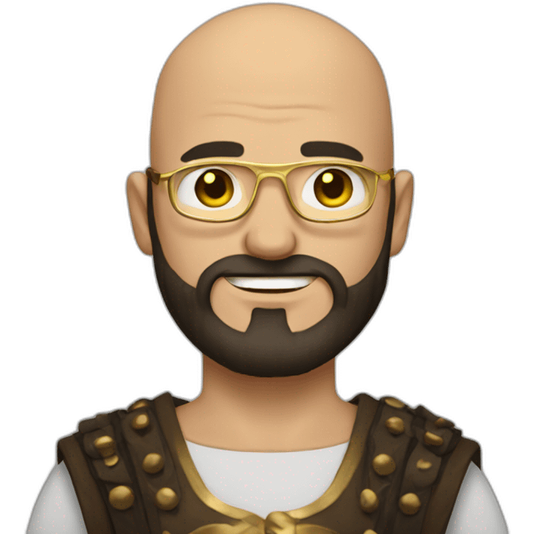 dark-haired man with bald viking beard and gold glasses emoji