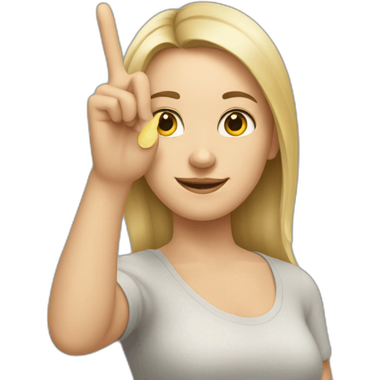 white woman shows peace with two fingers emoji