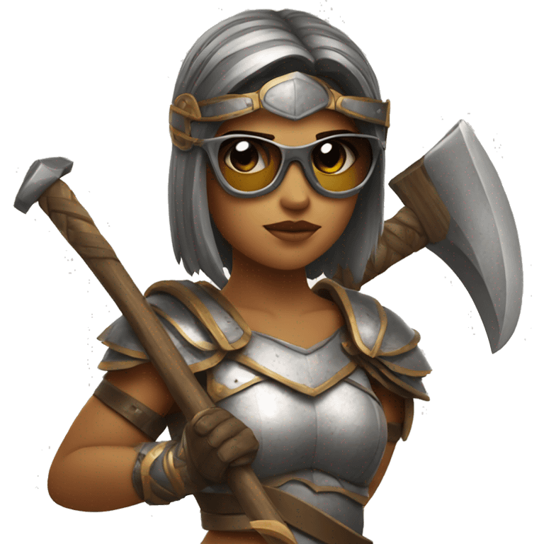 girl gladiator with sunglasses holding axe  emoji