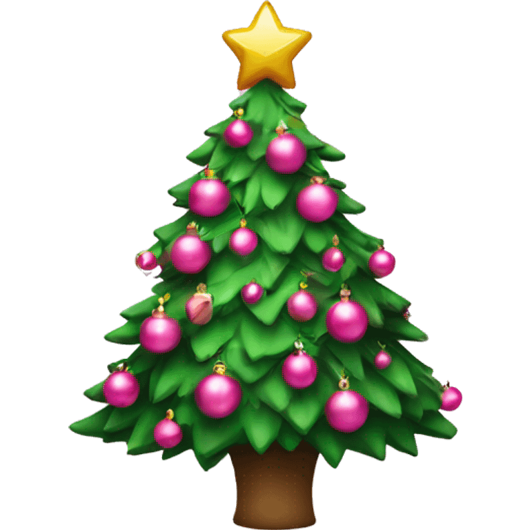 Christmas tree with pink ornaments emoji