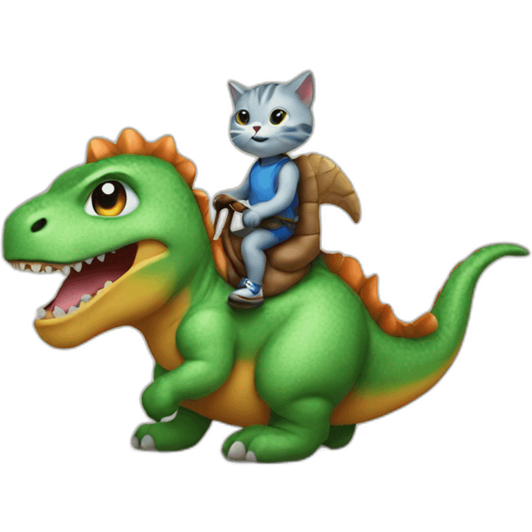 kitten riding a dinosaur emoji