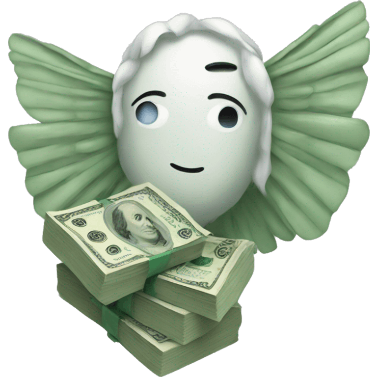 A bundle of dollars with wings emoji