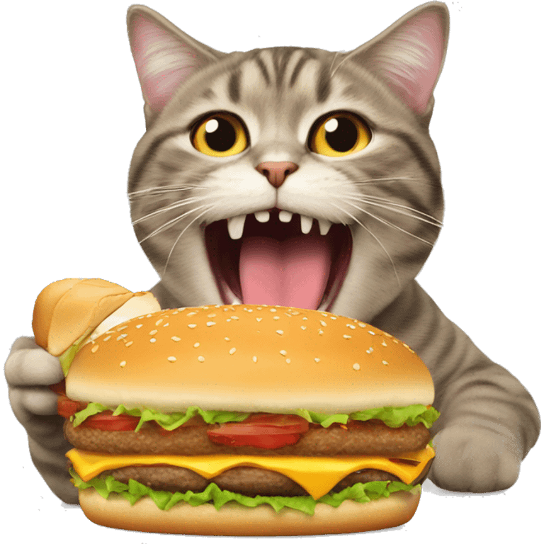 cat eating burger emoji