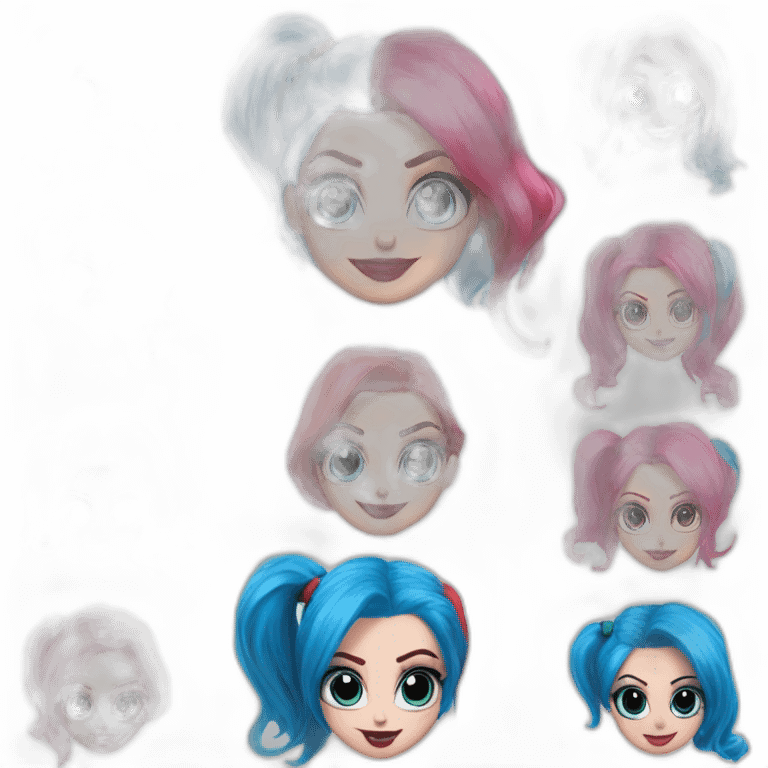 Harley quinn cheveux rose et bleu emoji