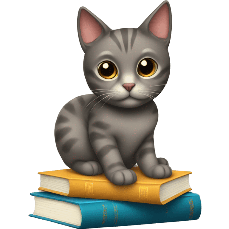 Cat and books emoji